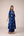 Indigo blue printed and embroidered kurta pants set