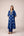 Indigo blue printed and embroidered kurta pants set