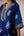 Indigo blue printed and embroidered kurta pants set