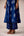Indigo blue printed and embroidered kurta pants set