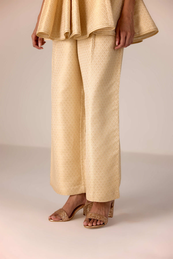 Ivory zardozi embroidered top trouser set.