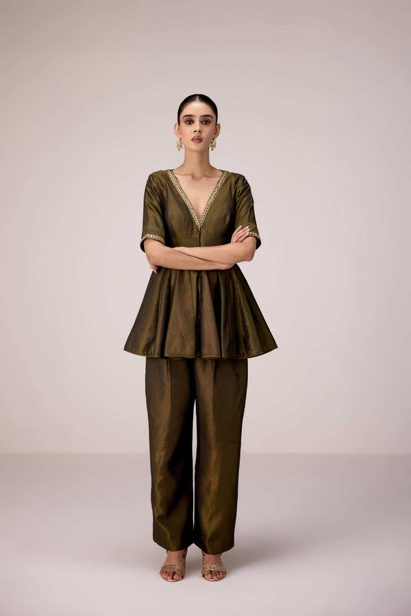 Black zardozi embroidered top pants set