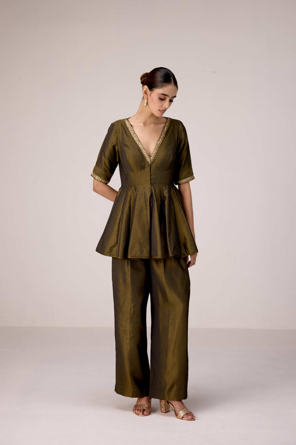 Black zardozi embroidered top pants set