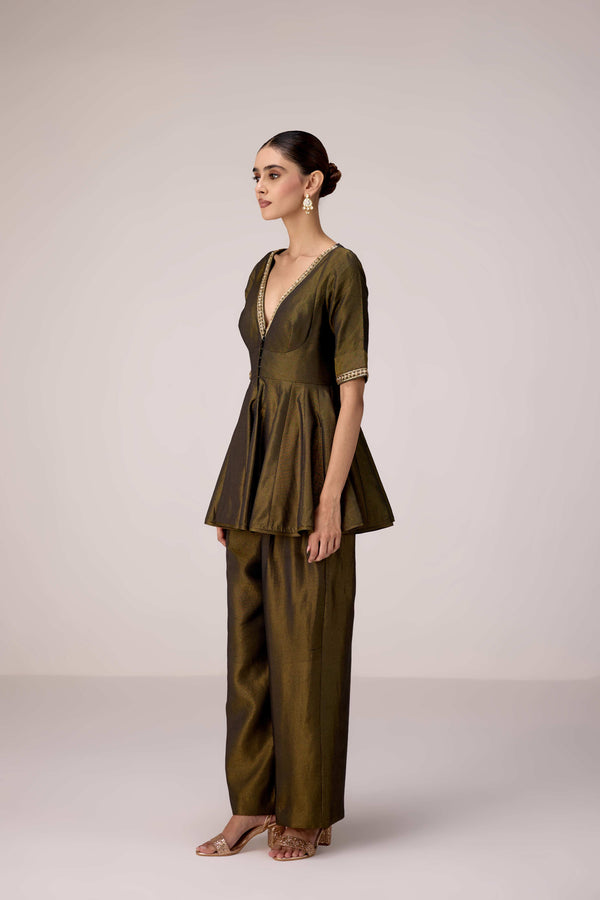Black zardozi embroidered top pants set