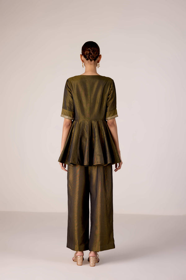 Black zardozi embroidered top pants set