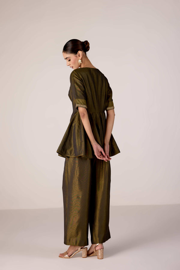 Black zardozi embroidered top pants set