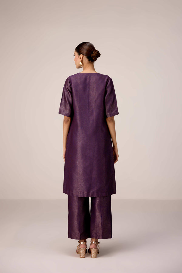 Purple wine zardozi  embroidered kurta pants set