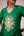 Emerald green applique embroidered kurta skirt set