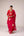 Red gold applique embroidered kurta pants set
