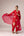 Red gold applique embroidered kurta pants set