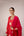 Red gold applique embroidered kurta pants set