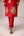 Red gold applique embroidered kurta pants set