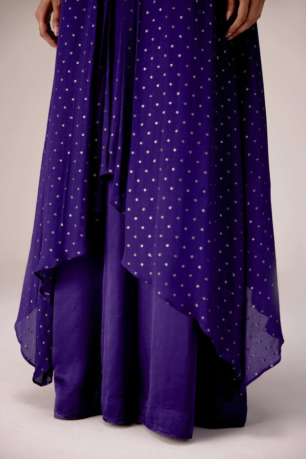 Purple zardozi embroidered kurta pants set