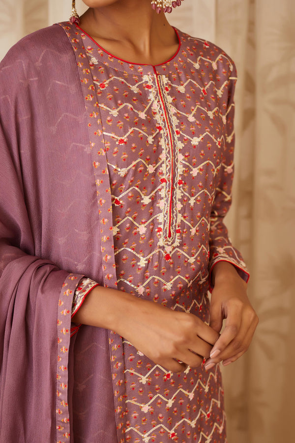 Neutral Purple Kurta Set.