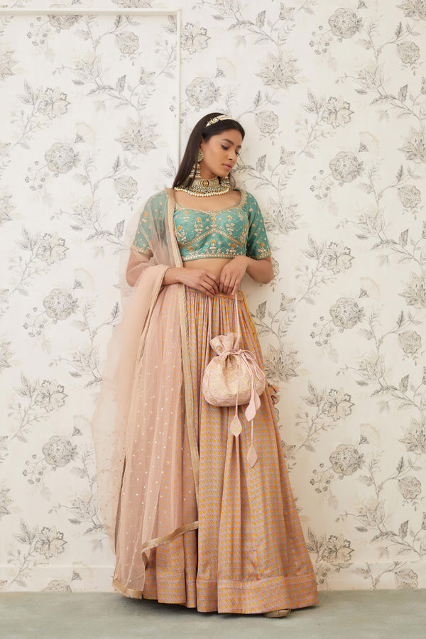 Green Beige Lehenga Set.