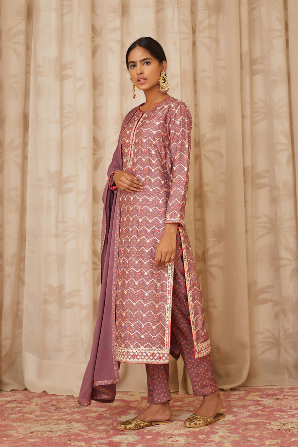 Neutral Purple Kurta Set.