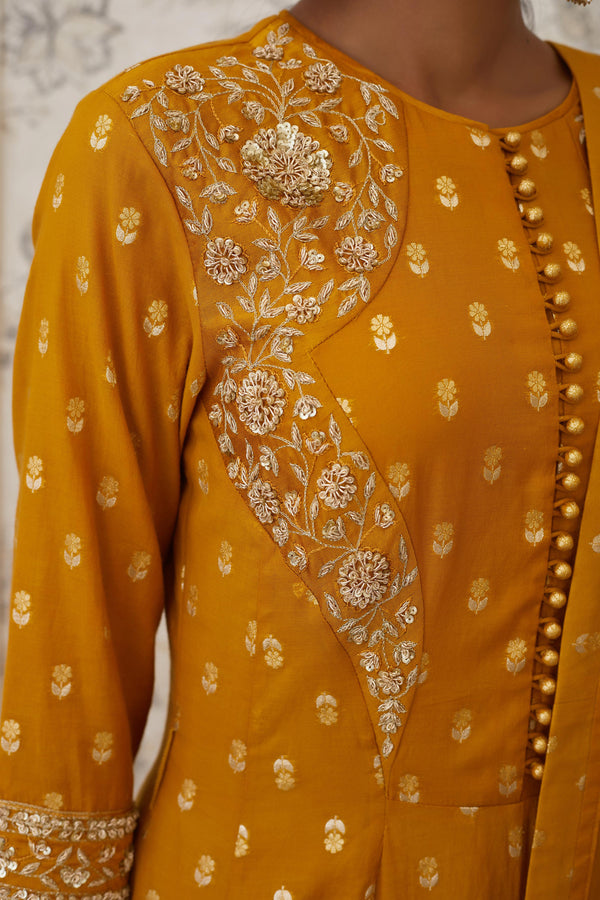 Mustard Anarkali Set.