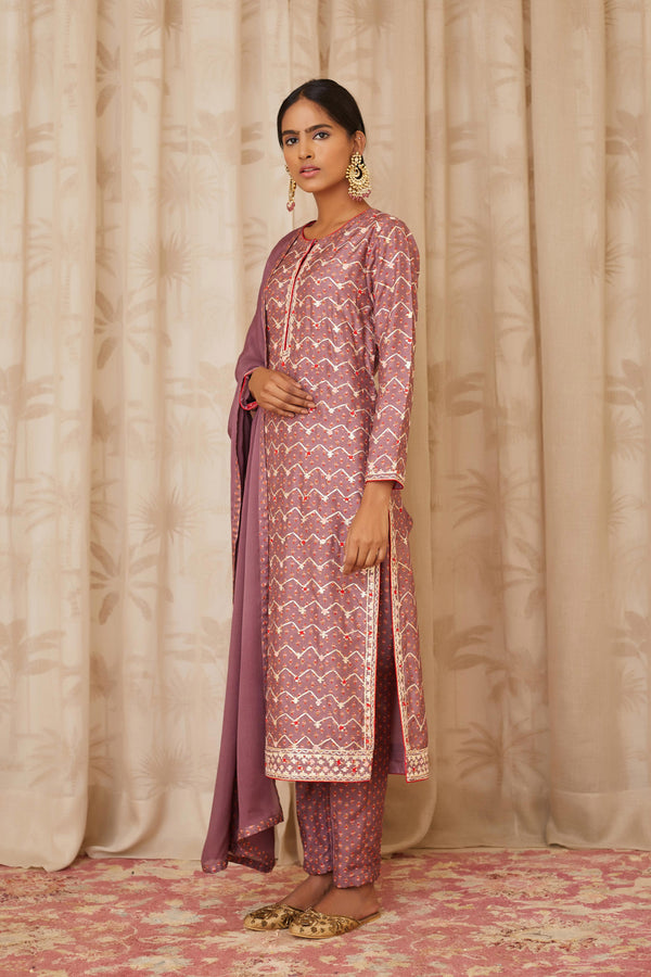 Neutral Purple Kurta Set.