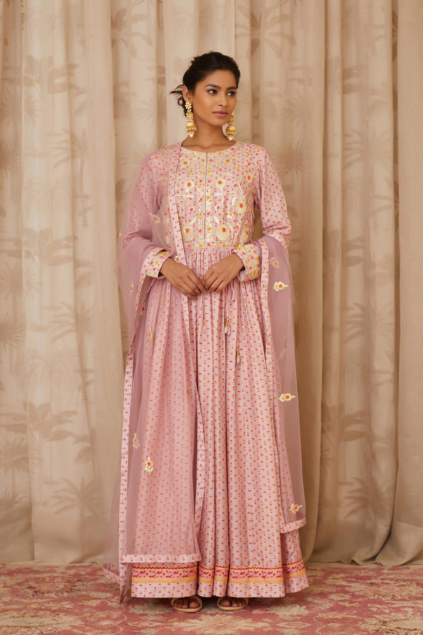 Lavender Anarkali Set.