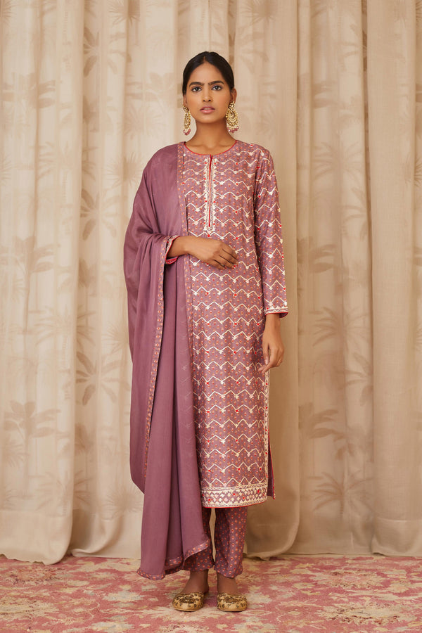 Neutral Purple Kurta Set.