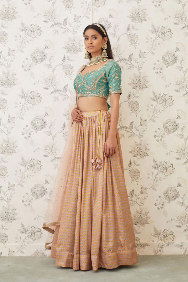 Green Beige Lehenga Set.