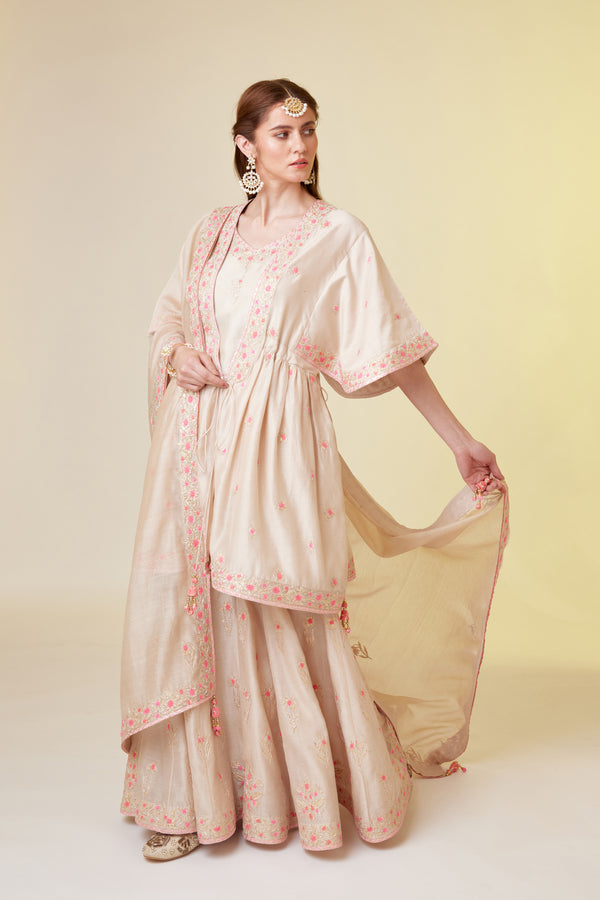 Angora White Sharara Set