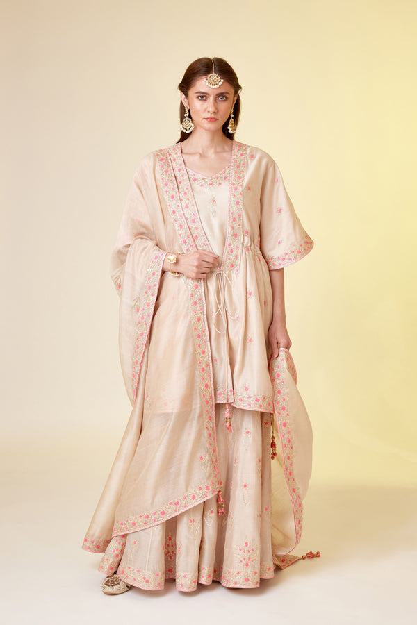 Angora White Sharara Set