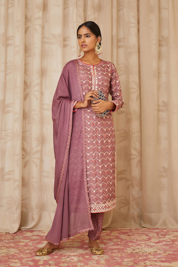 Neutral Purple Kurta Set.