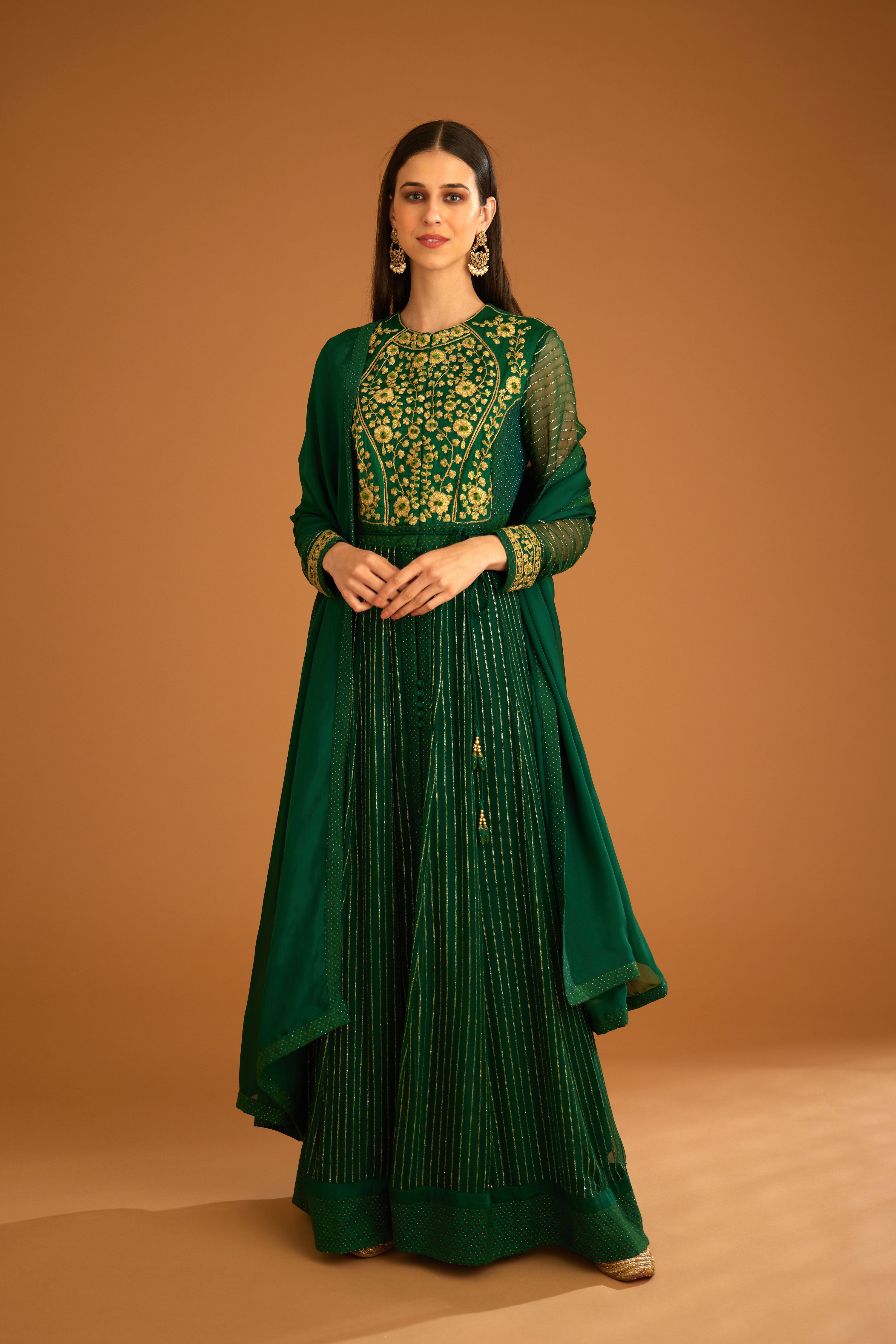 Emerald Green Anarkali Set. – Shyam Narayan Prasad