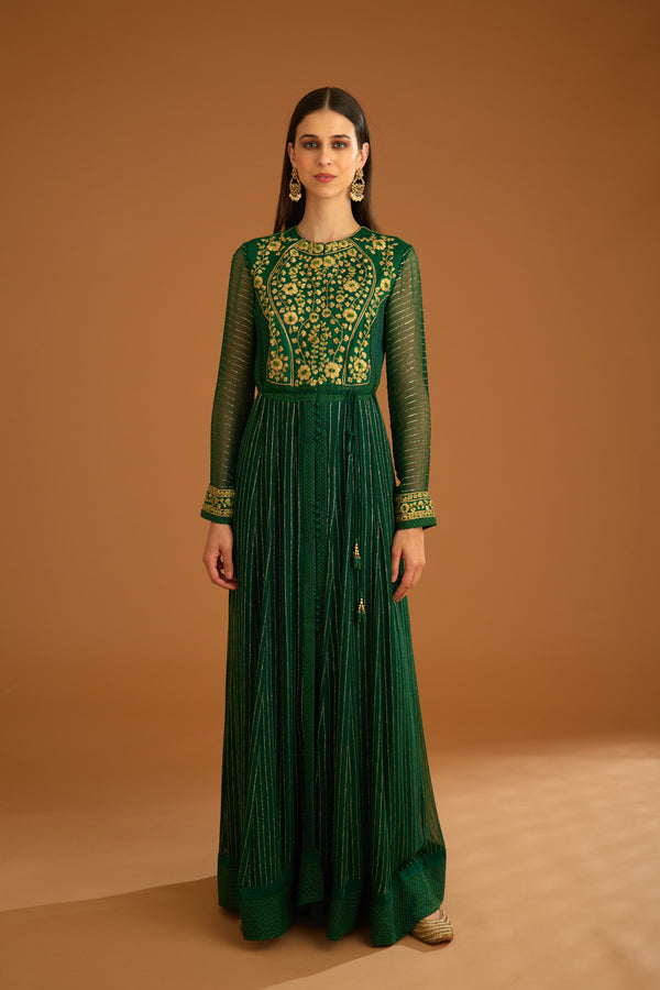 Emerald Green Anarkali Set.