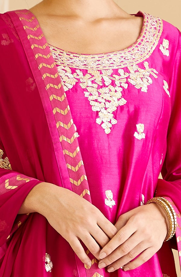 Magenta Pink Kurta & Skirt Set.