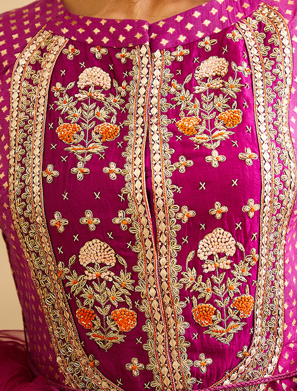 Wine Pink Anarkali Set.