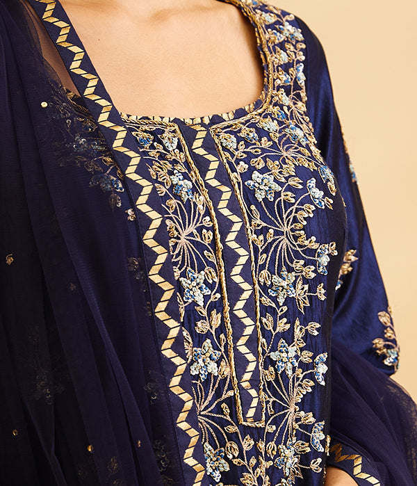 Navy Blue Lehenga Set.