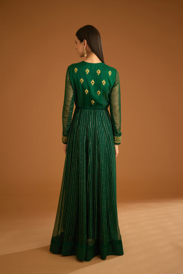 Emerald Green Anarkali Set.