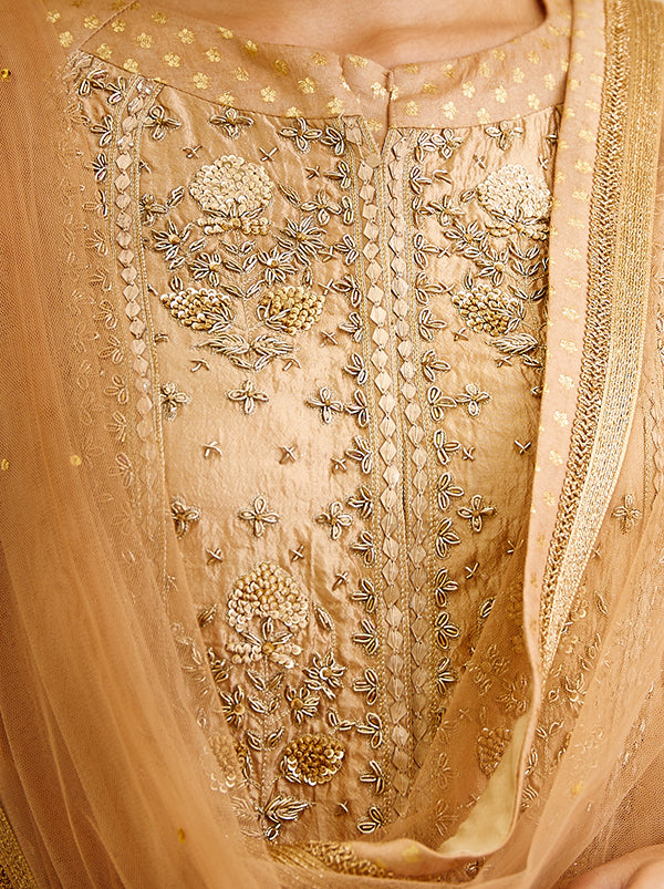 Gold Anarkali Set.