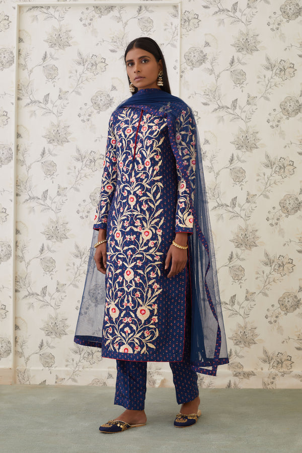 Navy Blue Kurta Set.