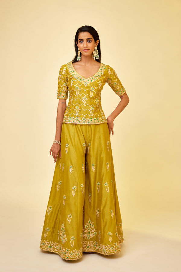 Olive Green Sharara Set.