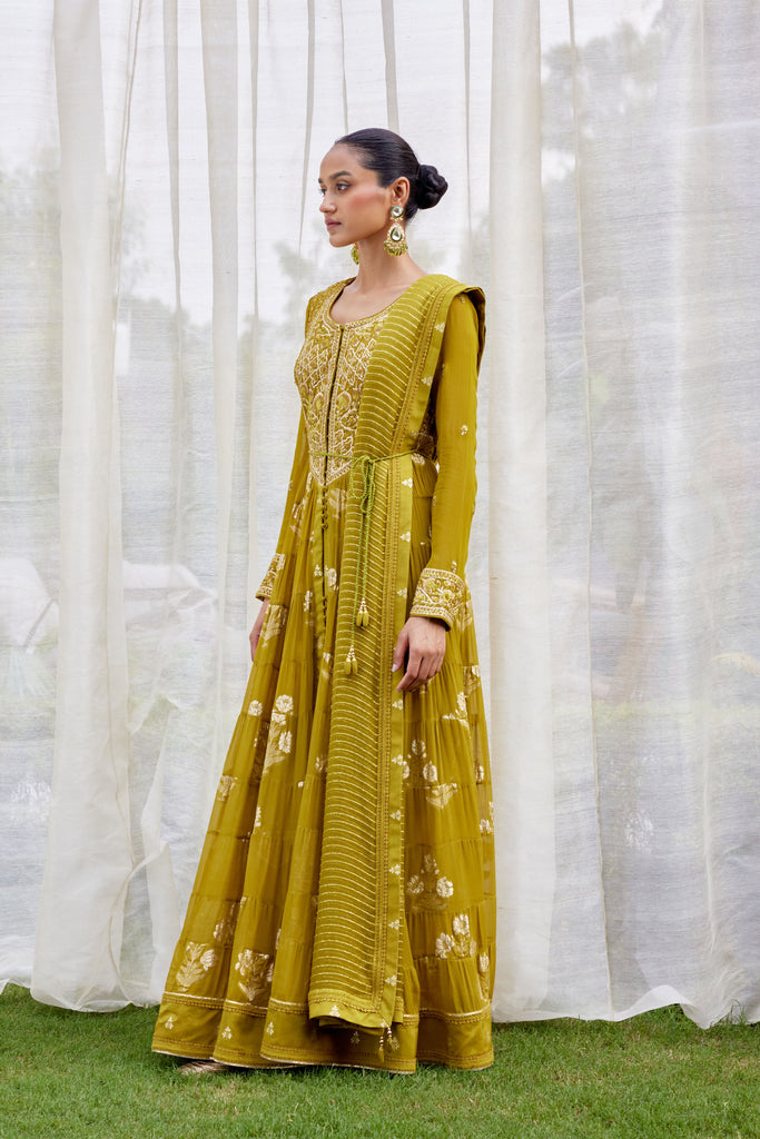 Buy Green Faux Georgette Anarkali Salwar Suit (NWS-6930) Online