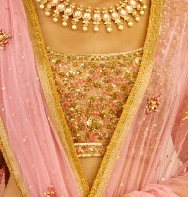 Coral Pink Lehenga Set.