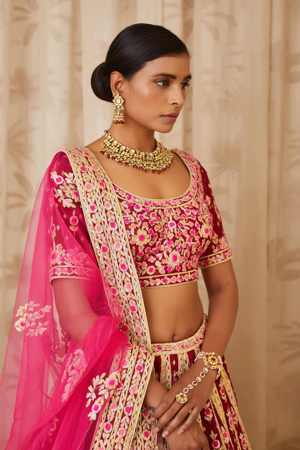 Maroon Lehenga Set.