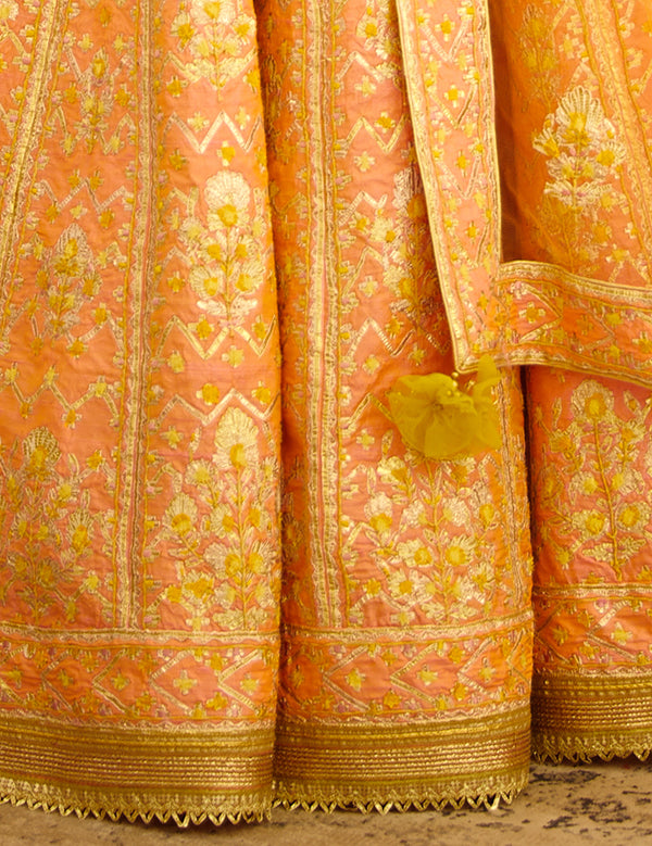 Peach Orange Lehenga Set.