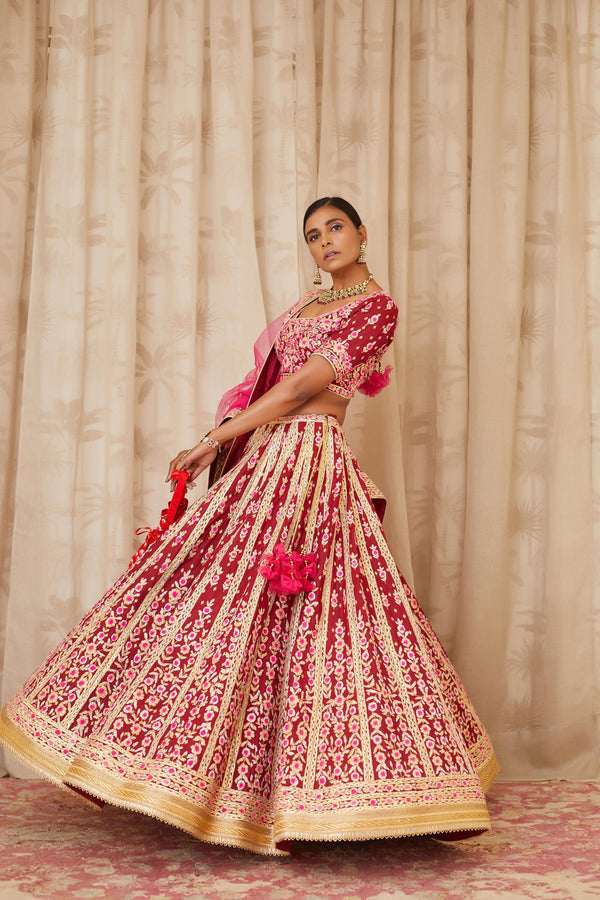 Maroon Lehenga Set.