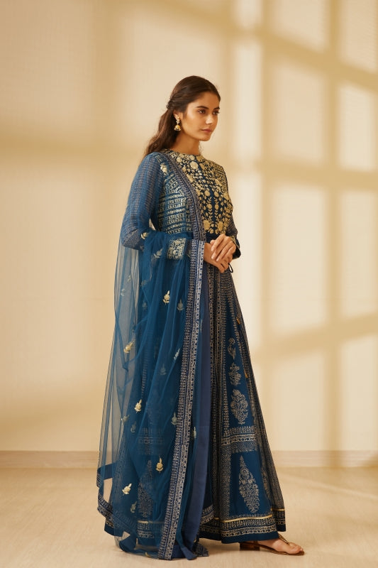 Navy Blue Anarkali Set