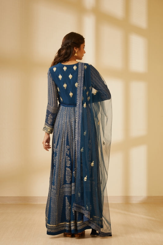 Navy Blue Anarkali Set