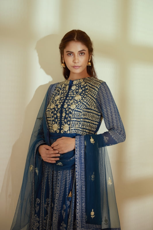 Navy Blue Anarkali Set