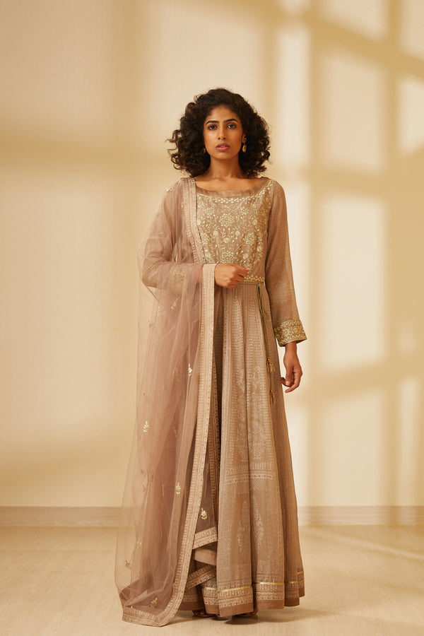 Natural Beige Anarkali Set