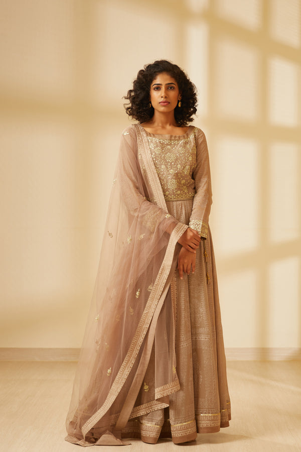 Natural Beige Anarkali Set