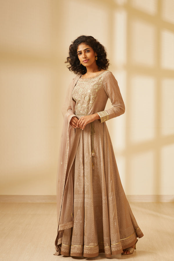 Natural Beige Anarkali Set