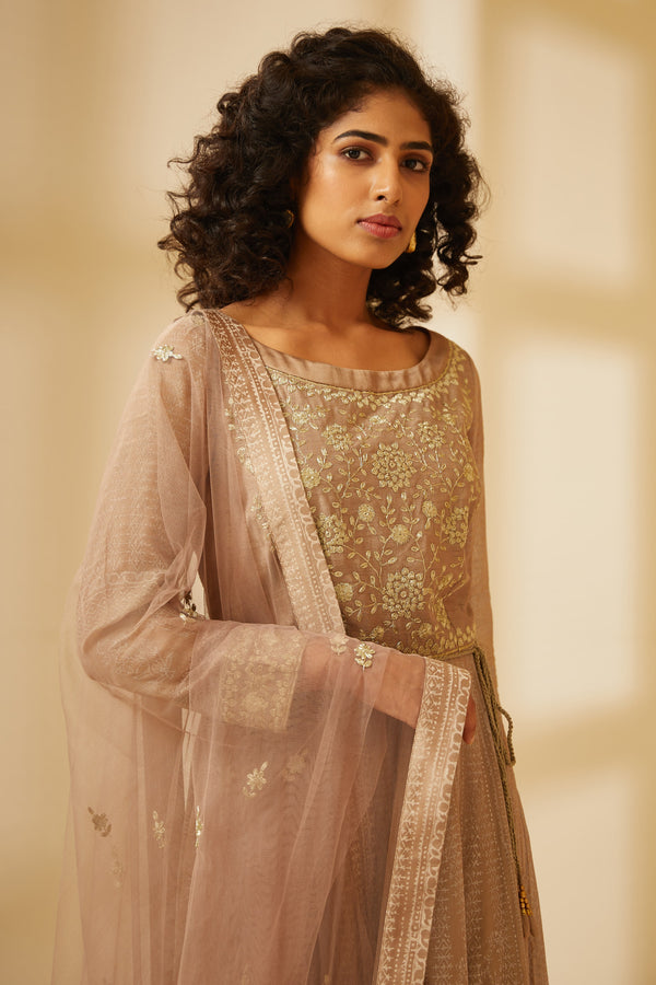 Natural Beige Anarkali Set