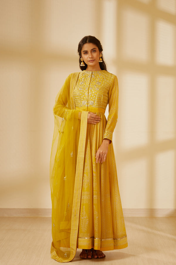 Mustard Yellow Anarkali Set